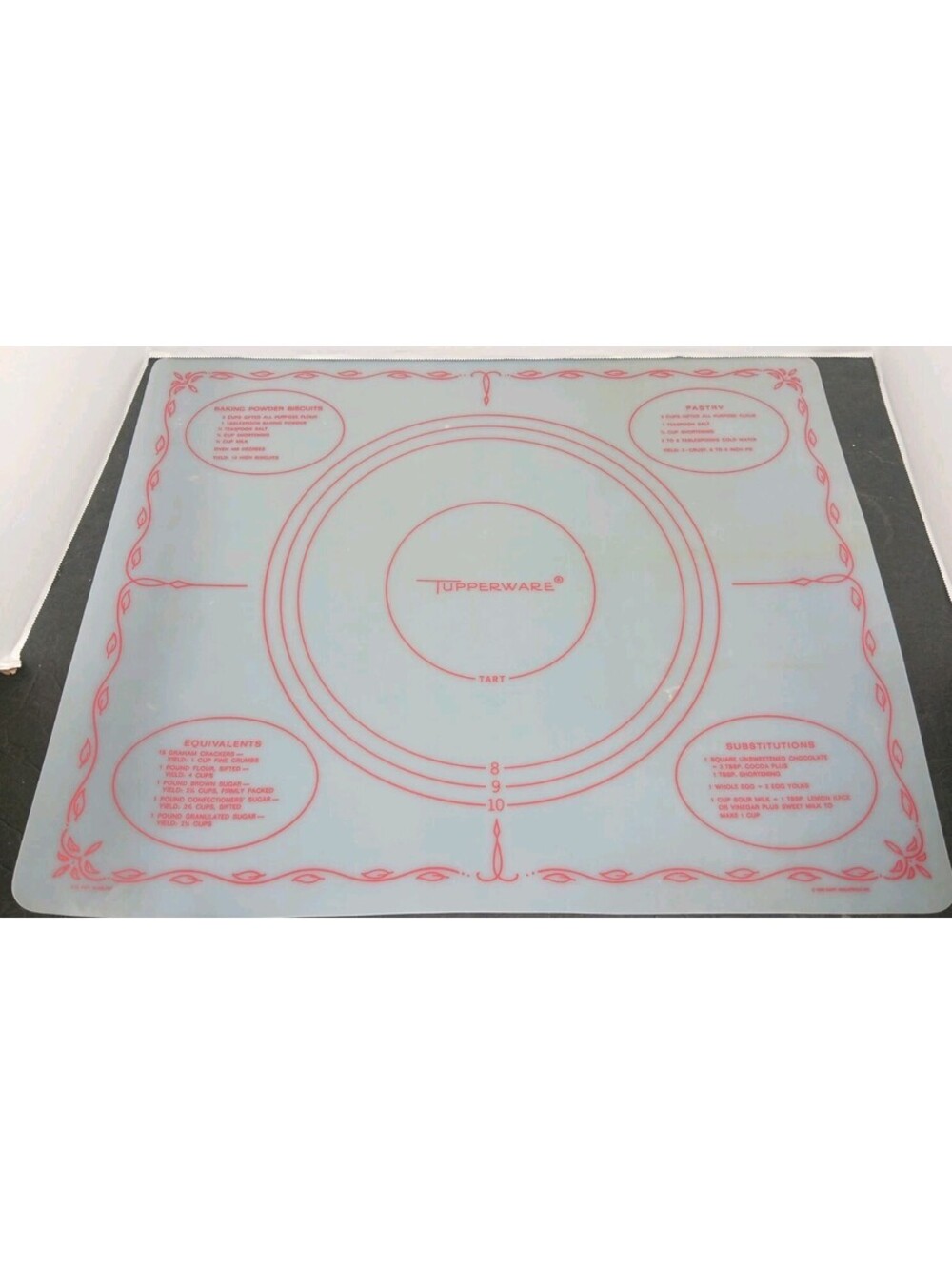 Vtg 1965 Tupperware Pastry Mat Rolling Pie Crust Pizza Dough Tart Baking 18x22